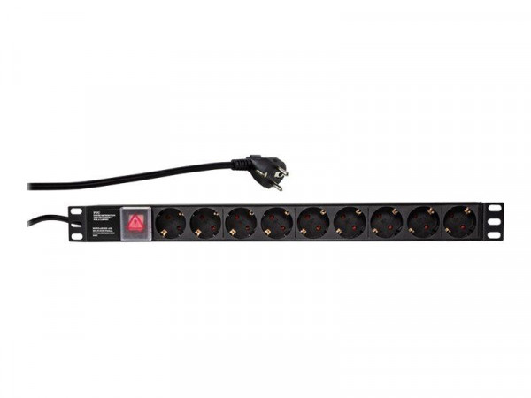 LogiLink 19" Steckdosenleiste 9fach mit An/Aus Schalter