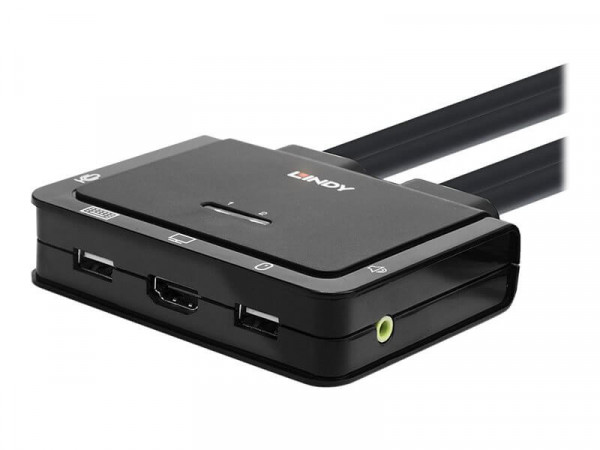 LINDY 2 Port HDMI 18G, USB Type C Cable KVM Switch
