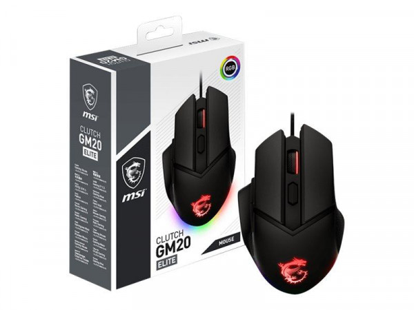 Maus MSI Clutch GM20 Elite Gaming Maus, Black, USB